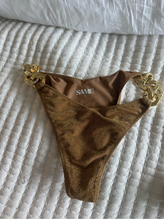 Same Other - SAME Gold-Accent Brown Shimmer Bikini Bottom
